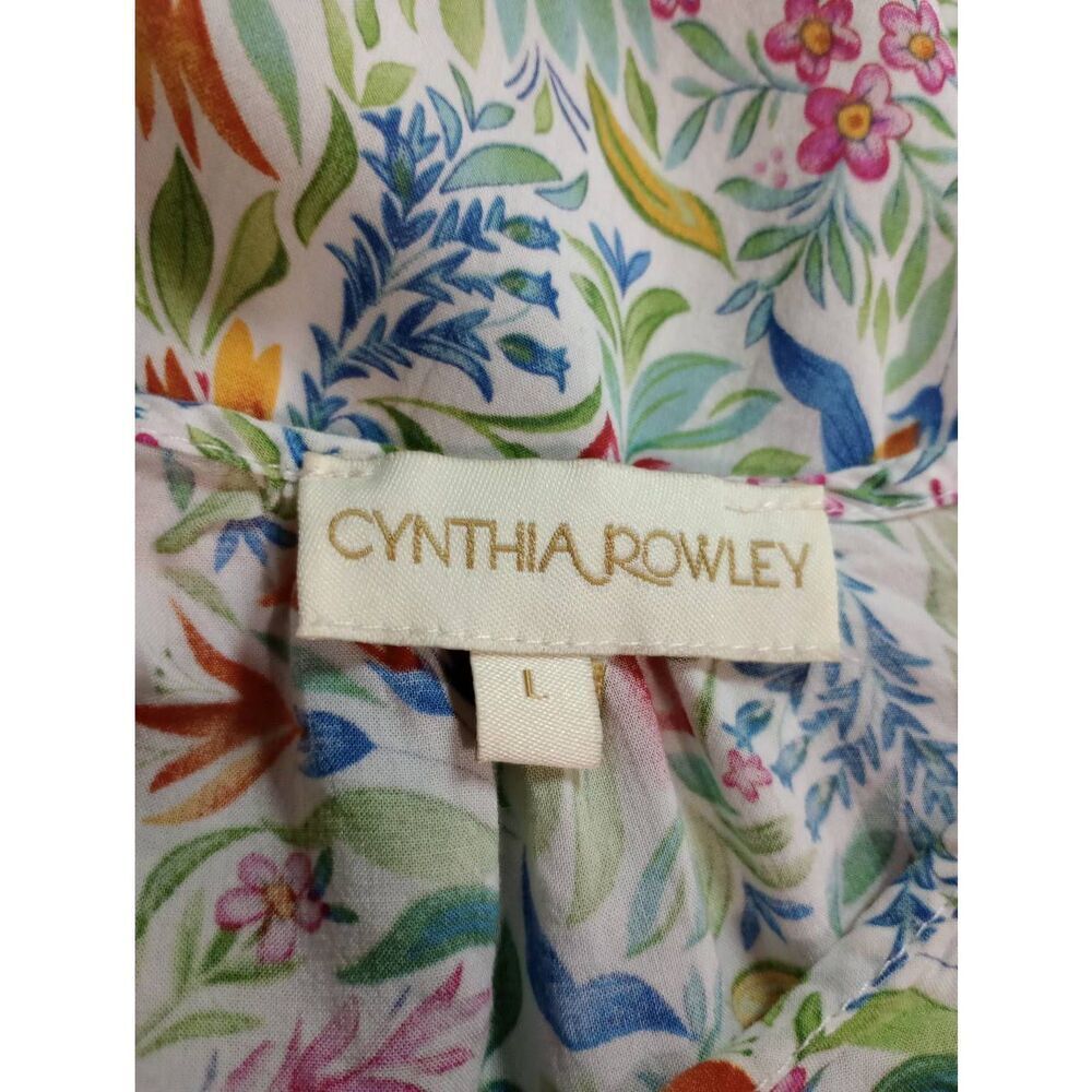 Cynthia Rowley Shirt‎ Ladies Large Orange Floral - Picture 6 of 8